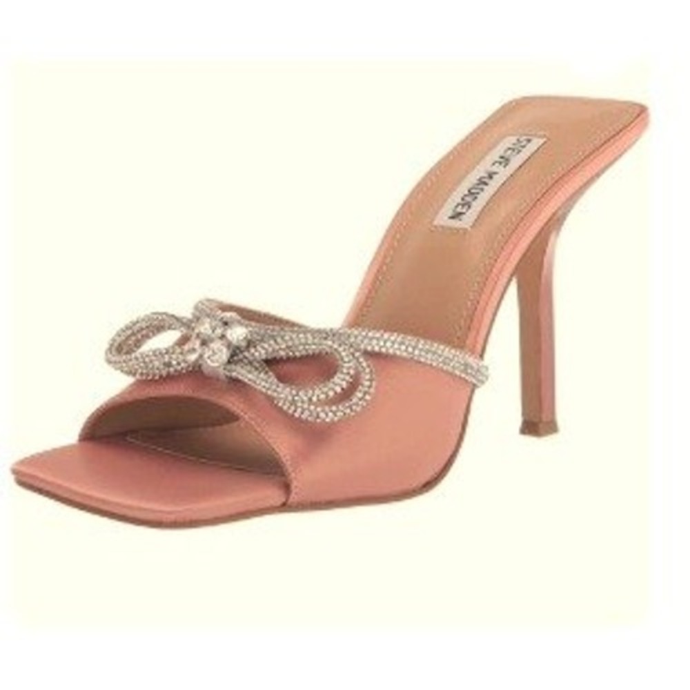 Steve Madden Embellish‎ Heeled Sandal 10M NEW Blush Satin Rhinestone Bow